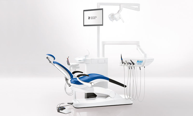 Poste de traitement Sirona Intego Pro bleu avec écran et scialytique